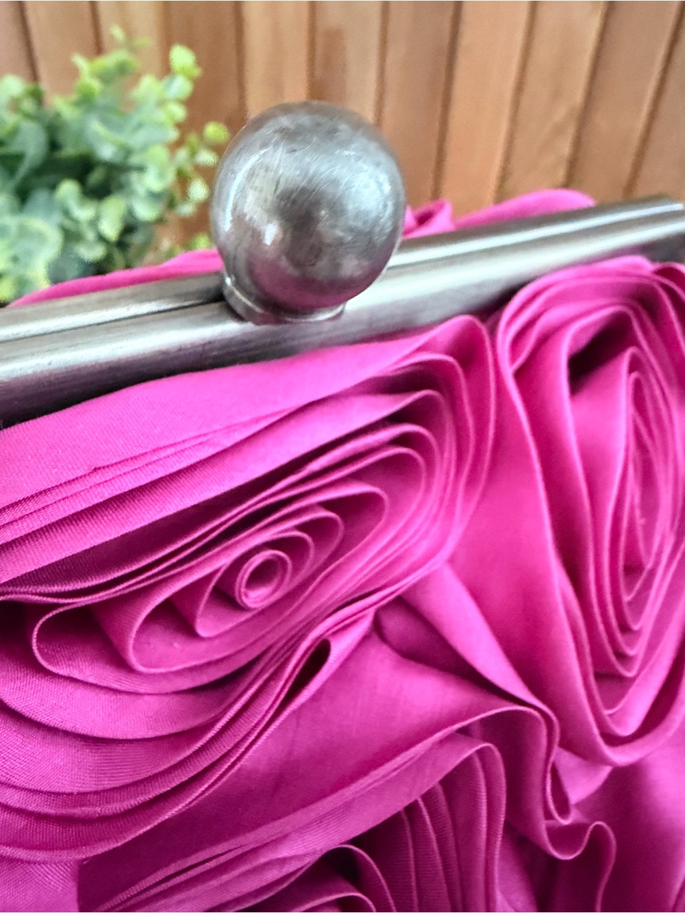 BODEN Rosette Statement Clutch Bag in 3D Textured Fuscia, Evening Piece - Picture 8 of 8